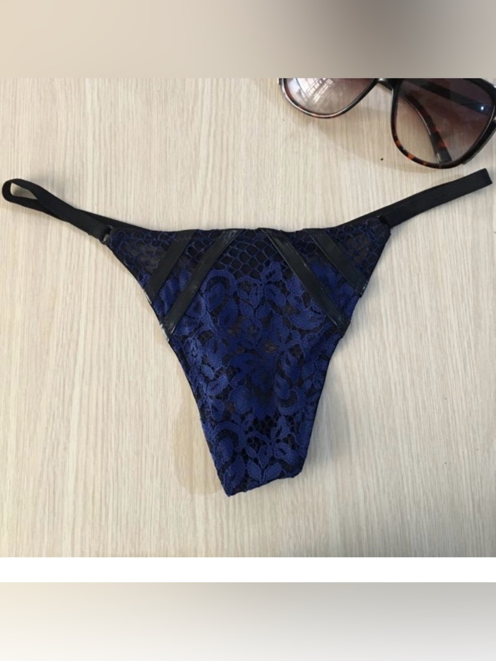 Victoria Secret Blue Lacy Thong NWT
